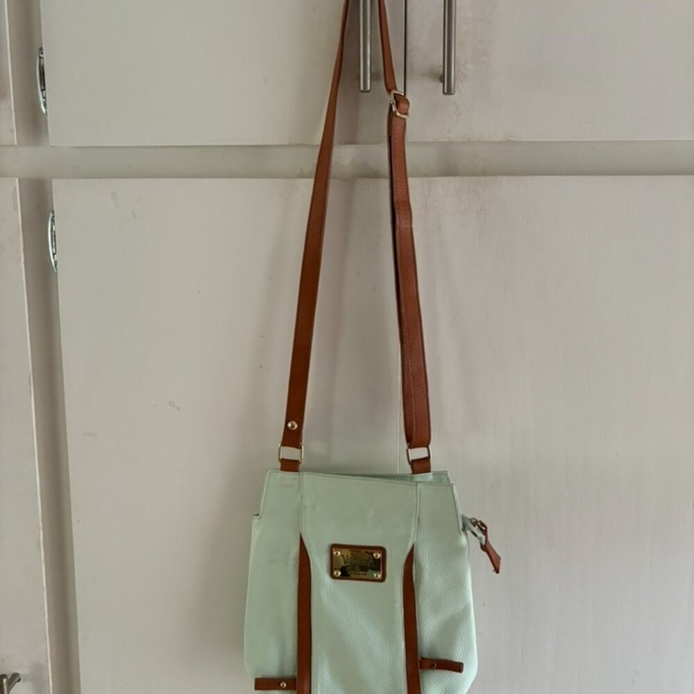 ValentinA Leather Shoulder Bag:  Aqua